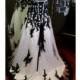 Gorgeous Black and White Wedding Dress Strapless - panlace.com