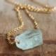 Raw Aquamarine Necklace, March Birthstone, Raw Crystal Necklace, Rough Aquamarine Jewelry, Aqua Blue Stone Necklace, Rough Stone Necklace