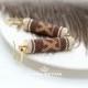 Beaded earrings - brown, beige, gold - Beadwork earrings - Seed Bead Earrings - Beadwork - Louis Vuitton - office style - fashion style