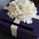 Custom Wedding Card Box Dark Purple with Ivory Hydrangeas Wedding Reception Card Box Money Holder Plum Purple Wedding Gift Card Box