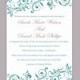 Wedding Invitation Template Download Printable Wedding Invitation Editable Invitation Elegant Teal Wedding Invitation Blue Invitations DIY - $6.90 USD