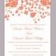 Wedding Invitation Template Download Printable Invitations Boho Wedding Invitation Editable Floral Invitation Orange Invitation Flower DIY - $6.90 USD
