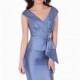 Slate V-Neck Pleated Dress by Terani Couture Evening - Color Your Classy Wardrobe