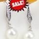 sterling silver earrings dangle with pearls,rhinestone earrings,8mm natural pearl earrings,1st anniversary gift,mother in law,women earrings