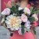 Blush Wedding Bouquet, Rose Bridal Bouquet, Dahlia Wedding Bouquet, Realistic Silk Flowers, Wedding Flowers, Pink Wedding Bouquet