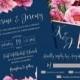 Navy Wedding Invitation, Navy and Pink Wedding, Printable Wedding Invitation, Floral Wedding, Navy and Pink, Navy and Blush