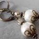 Pearl Bridesmaid Earrings Rustic Wedding Jewelry Ivory Pearl Dangles Beaded Earings Vintage Style Swarovski Pearl Bridal Jewelry