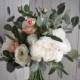 Peony Eucalyptus Bouquet, Blush Boho Wedding, Seeded Eucalyptus, Silver Dollar Eucalyptus, Dusty Miller Peony, Loose Bouquet