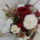 Bridal Bouquet, Rustic Wedding Bouquet, Christmas Bouquet, Burgundy Red Bouquet, Woodland Bouquet, Winter Bouquet, Brooch Bouquet, Vintage