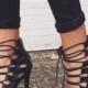 Want You To Stay Black Lace-Up Heels