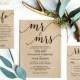 Modern Calligraphy Wedding Invitation, Printable Wedding Invitation Template, Simple Wedding Invitations, Editable Text, Mr Mrs VW10