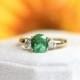 VINTAGE ESTATE, 1.10ct Columbian Emerald ring, 18K yellow gold, accented with genuine diamonds