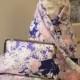 Silk Kimono Fabric Clutch/Purse/Bag..Long Island  Bridal/Wedding/Gift..Orchids..Cherry Blossoms..Roses..Lavendar/Seafoam..matching Wrap