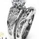 2 Carat Engagement Ring Set Unique 14K White Gold Bridal Rings 2 Carat Moissanite Ring Art Deco Engagement Rings
