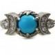 Sleeping Beauty Turquoise and Diamond Crescent Moon Engagement Ring - 14k Palladium White Gold