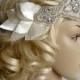 Bridal 1920s Bandeau petal headband, The Great Gatsby Headband, 1920s Headpiece, Flapper 1920's,Ivory petal rhinestone crystal headband,