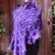handknitted purple wedding stole,fine lace shawl,violet,bridal wrap,silk kidmohair, romantic victorian style,edwardian