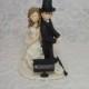 Customized bride and groom playing video games wedding cake topper