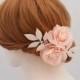 Pink Flower Headpiece Pink Wedding Headpiece Floral Bridal Headpiece Wedding Hair Flower, Pure Silk Wedding Hair Accessory Freshwater Prearl