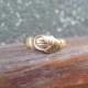 Antique 18k Yellow Gold Fede Gimmel Ring with Diamond Heart