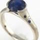 Natural Sapphire Engagement Ring in 14k white gold