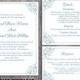 Wedding Invitation Template Download Printable Wedding Invitation Editable Invitation Blue Invitation Elegant Floral Wedding Invitation DIY - $15.90 USD