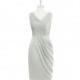 Silver Azazie Jordyn - Knee Length Chiffon V Back V Neck Dress - Cheap Gorgeous Bridesmaids Store