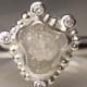 Granulated Raw Diamond Ring, White Rough Diamond Engagement Ring, Rough Diamond Halo Ring