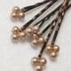 Gold Pearl bobby pins Swarovski (wedding hair pins - set of 6) wedding hair accessory