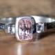 Morganite engagement ring, 3 stone ring, white topaz, braided ring, three stone ring, oxidized silver, braid ring, Wheat ring, size 6