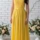 Bridesmaid Yellow Wedding Dress Yellow Maxi Chiffon Dress Prom Yellow Evening Dress Bustier.