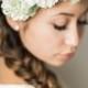 Wedding Flower Crown- Bridal Headpiece- Floral Halo- Wedding Wreath- Ivory Flower Headband- Wedding Crown- Couronne de Fleurs- Boho Bride