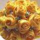Handmade Satin Rose Bouquet- All Yellow Satin Rose accented with rhinestone (Large, 8 inch)