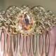 Blush peach champagne crystal,Vintage Style Bridal Hair Comb,Wedding Hair Comb, Wedding Bridal Hair Accessories,Art Deco Headpiece,Victorian