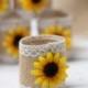 Sunflower Table Napkin Rings Rustic Wedding Napkins Ring Burlap Table decor Sunflower napkin Lace rings Set of 20
