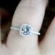 White Topaz & Diamond Cushion Halo Round Engagement Ring 1ct 6mm 14k 18k White Yellow Rose Gold-Platinum-Custom made-Wedding-Anniversary-10k