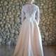 Nora   Wedding Dress //Chiffon Covered Handpainted Silk Ball Gown Skirt//Blush Skirt/Lace Bustier with Lace Tie Back Cover Up - Cheap Beautiful Dresses