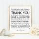8 x 10 Printed Thank You Wedding Reception Sign for Family and Friends - Personalized Customized Wedding Table Sign