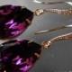Amethyst Rose Gold Crystal Earrings Swarovski Amethyst Purple Rhinestone Earrings Amethyst Teardrop Dangle Earrings Wedding Purple Jewelry