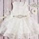 Rustic Flower Girl Dress, White Lace Dress- Rustic Lace Flower Girl Dress, Lace Rustic Dress, White Baptism Dress, Birthday Dress