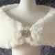 Fake fur stole ivory bridal bridesmaid brooch shawl shrug short thick cloak wrapped warm winter fur cape for formal occasions