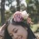Rose flower crown, floral crown, bridal headpiece, rustic rose flower crown, silk flower crown, hair accessories, wedding hair accessories