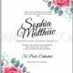 Pink red rose Floral Wedding Invitation Printable with menthol leaves Bridal Shower Invitation Suite - Unique vector illustrations, christmas cards, wedding invitations, images and photos by Ivan Negin