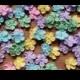 Mini pastel royal icing flowers -- Edible cake decorations cupcake toppers (24 pieces)