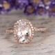 white Topaz engagement ring with diamond ,Solid 14k rose gold,promise ring,bridal,7x9mm oval cut custom made fine jewelry,prong set