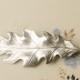 Oak leaf hair clip silver barrette antique style Victorian autumn hair accessory fall Thanksgiving copper brass