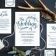Navy Blue Wedding Invitation, Printable Wedding Invitations, Rustic Wedding Invitation, 5-Piece Suite, Editable Text, VW00