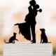Unique Wedding Cake topper dog, Cake Toppers with cat Groom lifting bride, funny wedding cake toppers silhouette