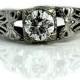 Art Deco Engagement Ring 1930's 47ctw Engagement Ring Antique Diamond Ring Solitaire European Cut Diamond Engagement Ring 14K White Gold