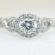 Custom Engagement Ring Wedding Ring Natural Diamond & 14k White Gold Infinity Shank Halo Ring by Jamie Kates Jewelry